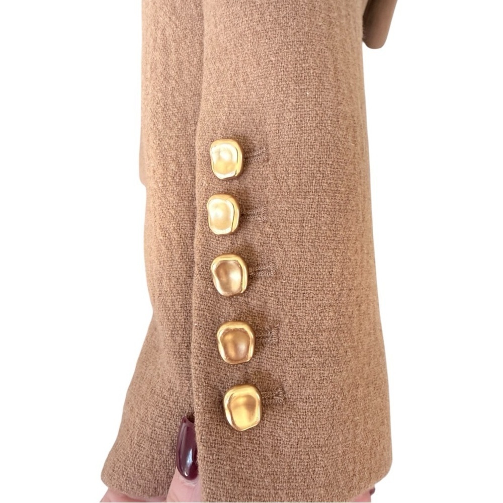 Donna Karan New York Wool Blazer Camel Double-Breasted Gold Buttons Size M - Picture 8 of 10